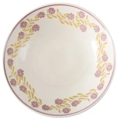 Assiette creuse ronde Berthie céramique motif végétal vert et blanc Ø14xH5cm < Gifi New