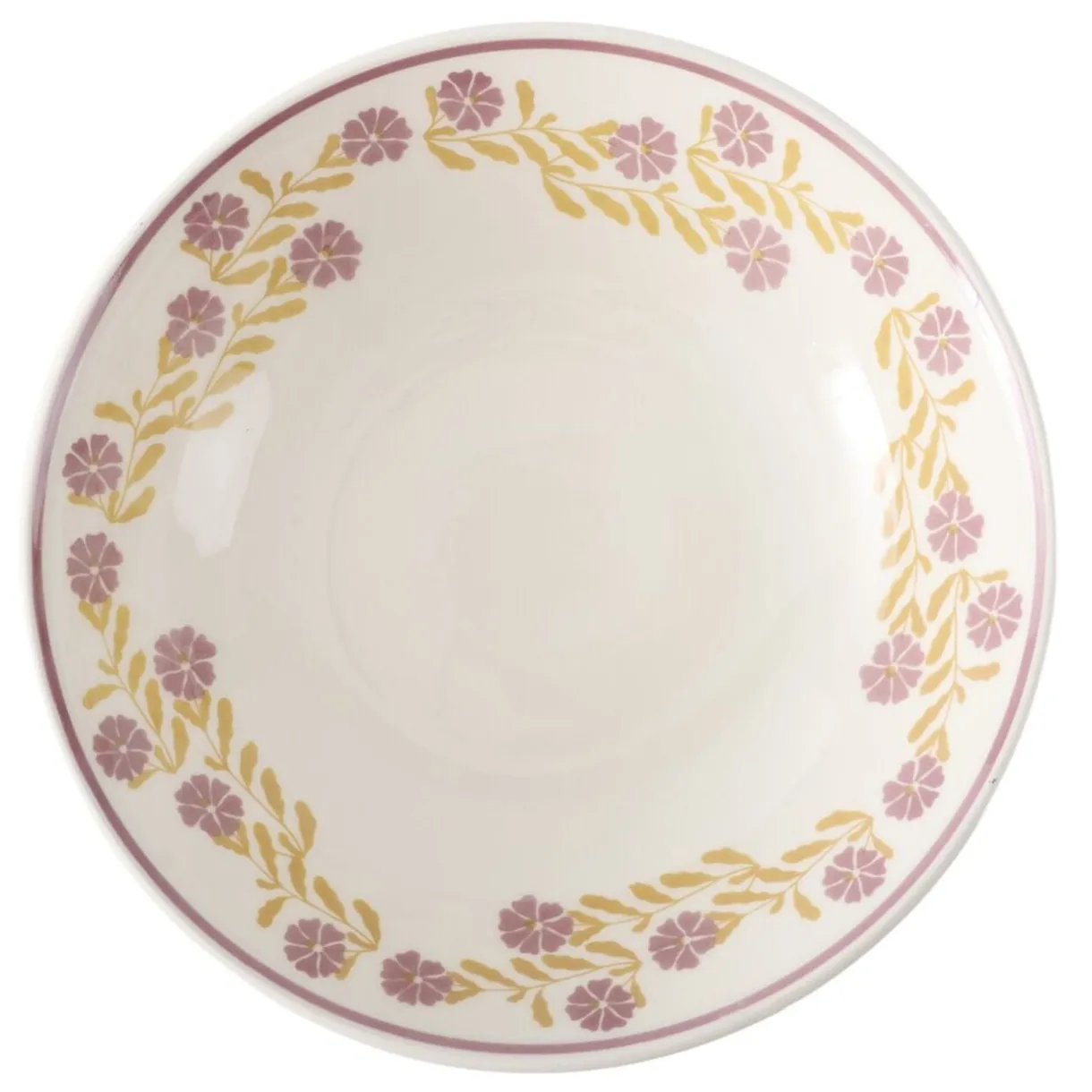 Assiette creuse ronde Berthie céramique motif végétal vert et blanc Ø14xH5cm < Gifi New