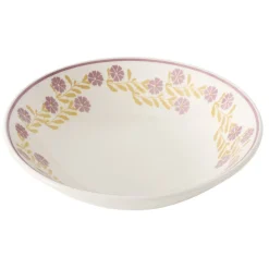 Assiette creuse ronde Berthie céramique motif végétal vert et blanc Ø14xH5cm < Gifi New