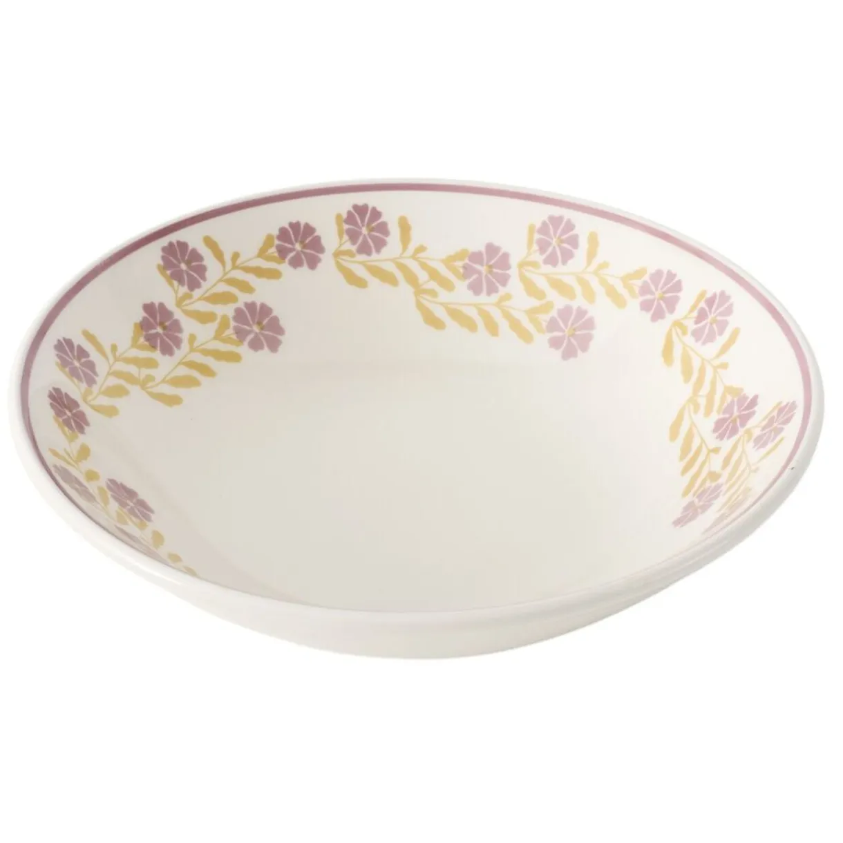 Assiette creuse ronde Berthie céramique motif végétal vert et blanc Ø14xH5cm < Gifi New