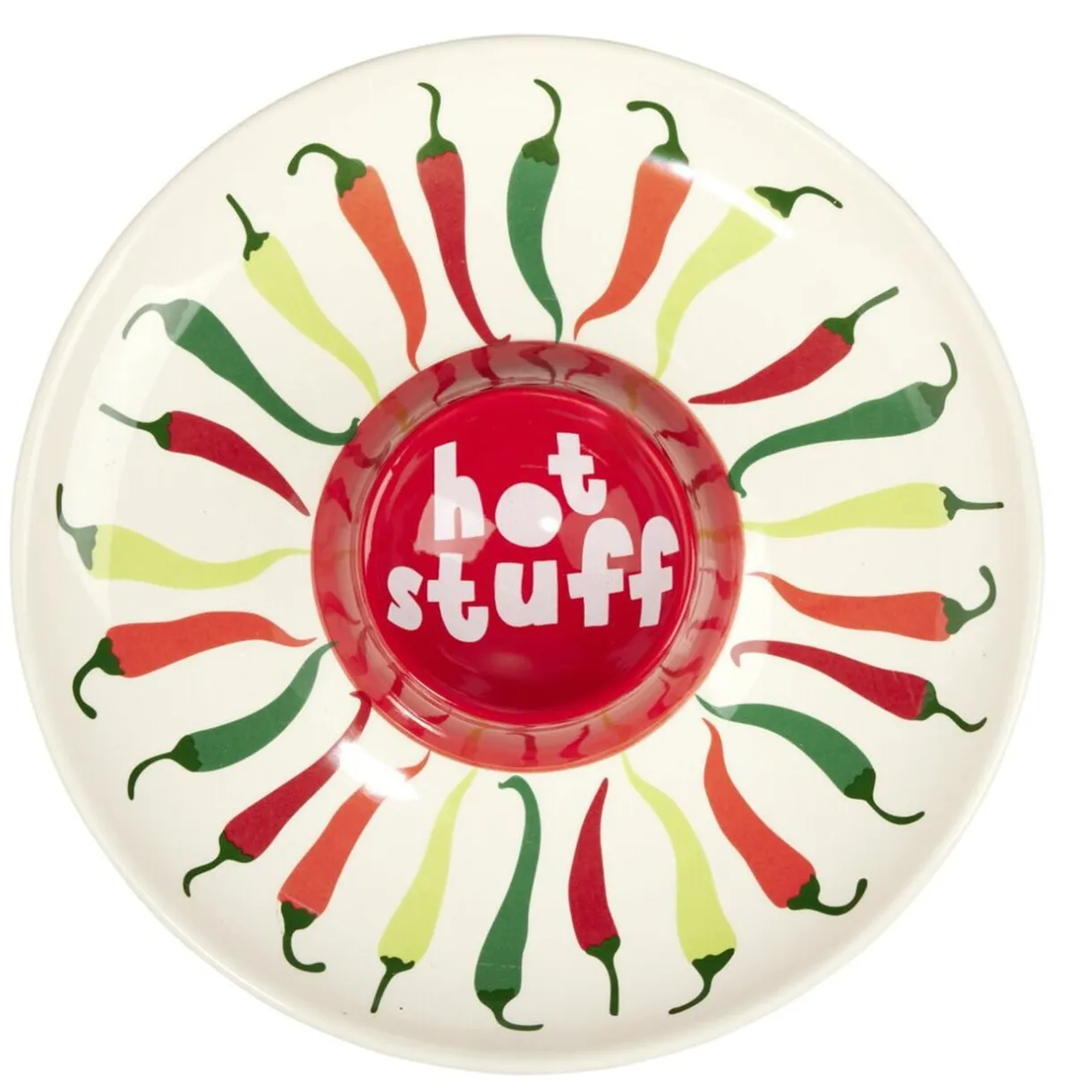 Assiette de présentation dolomite compartiment sauce motif piment Ø24cm (2 modèles) < Gifi
