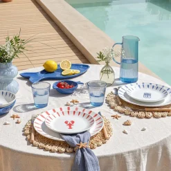 Assiette de présentation forme poisson céramique bleu 20x41cm