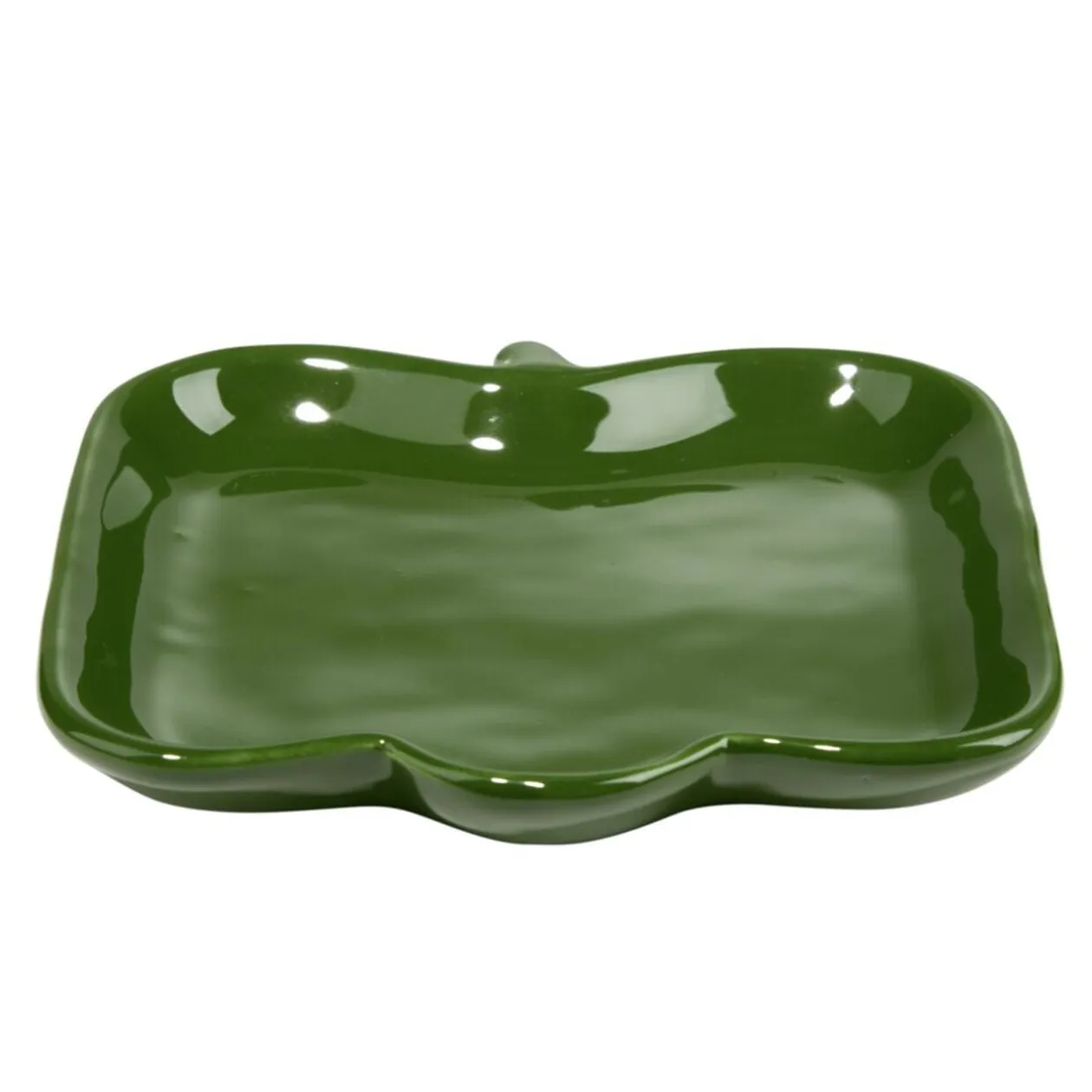 Assiette de présentation porcelaine forme poivron vert 15x15cm