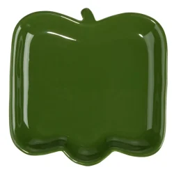 Assiette de présentation porcelaine forme poivron vert 15x15cm
