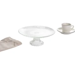 Assiette de présentation sur pied verre transparent Ø19,7xH8cm