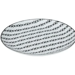 Assiette à dessert blanche motif ligne de croix noir Ø19cm < Gifi Sale