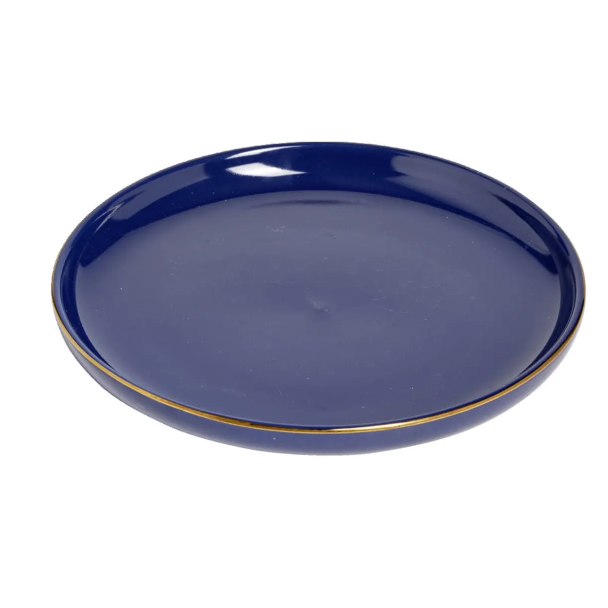 Assiette à dessert bleue bordure dorée Ø20cm < Gifi