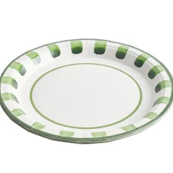 Assiette à dessert carton x8 blanc contour motif vert Ø18cm < Gifi Online