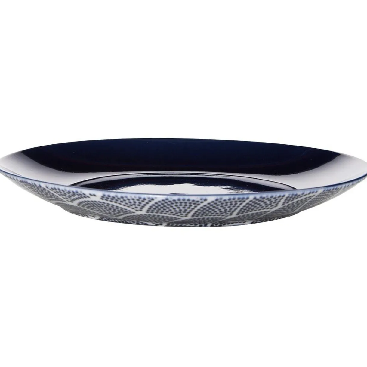 Assiette à dessert décor vague japonaise bleu et blanc Ø20cm < Gifi Best