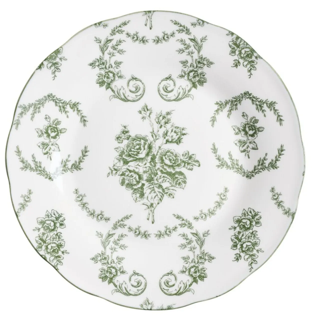 Assiette à dessert porcelaine imprimé toile de Jouy Ø19 cm vert
