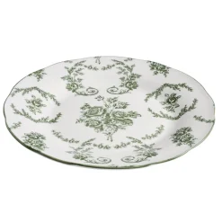 Assiette à dessert porcelaine imprimé toile de Jouy Ø19 cm vert