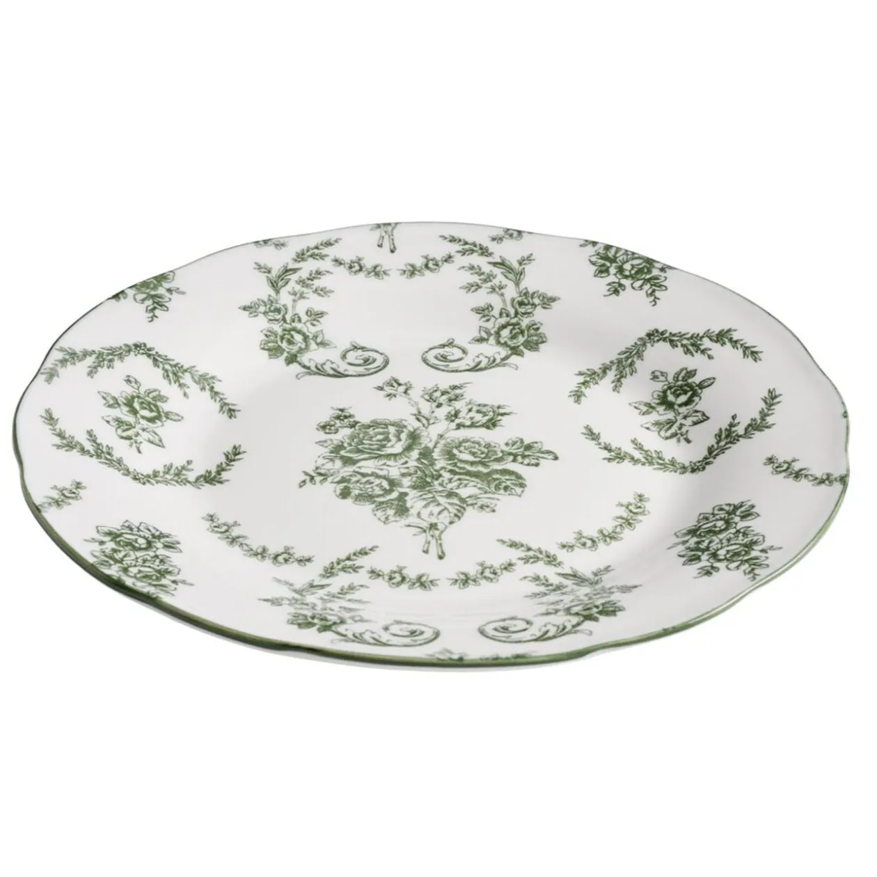 Assiette à dessert porcelaine imprimé toile de Jouy Ø19 cm vert