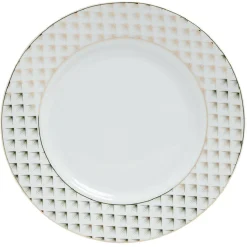 Assiette à dessert porcelaine blanche bord motif doré Ø20cm