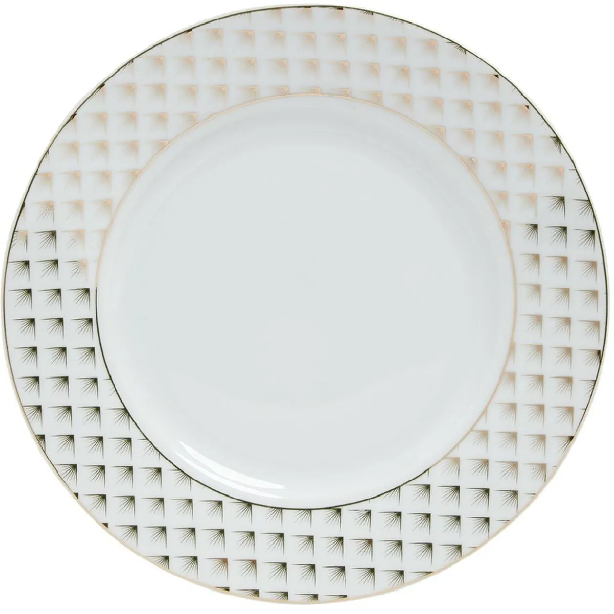Assiette à dessert porcelaine blanche bord motif doré Ø20cm