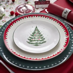 Assiette à dessert porcelaine blanche motif sapin de Noël Ø19cm