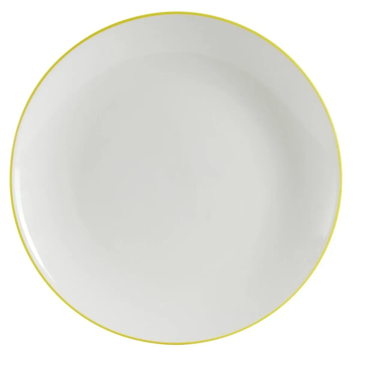 Assiette dessert porcelaine blanc liseré jaune Ø20cm < Gifi Outlet
