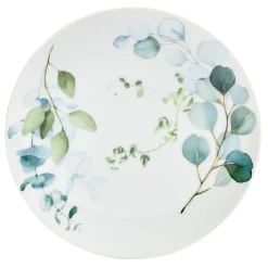 Assiette à dessert porcelaine blanche feuillage vert Ø19cm < Gifi Outlet