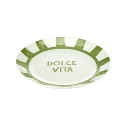 Assiette à dessert porcelaine "Dolce Vita" blanc vert Ø20cm < Gifi