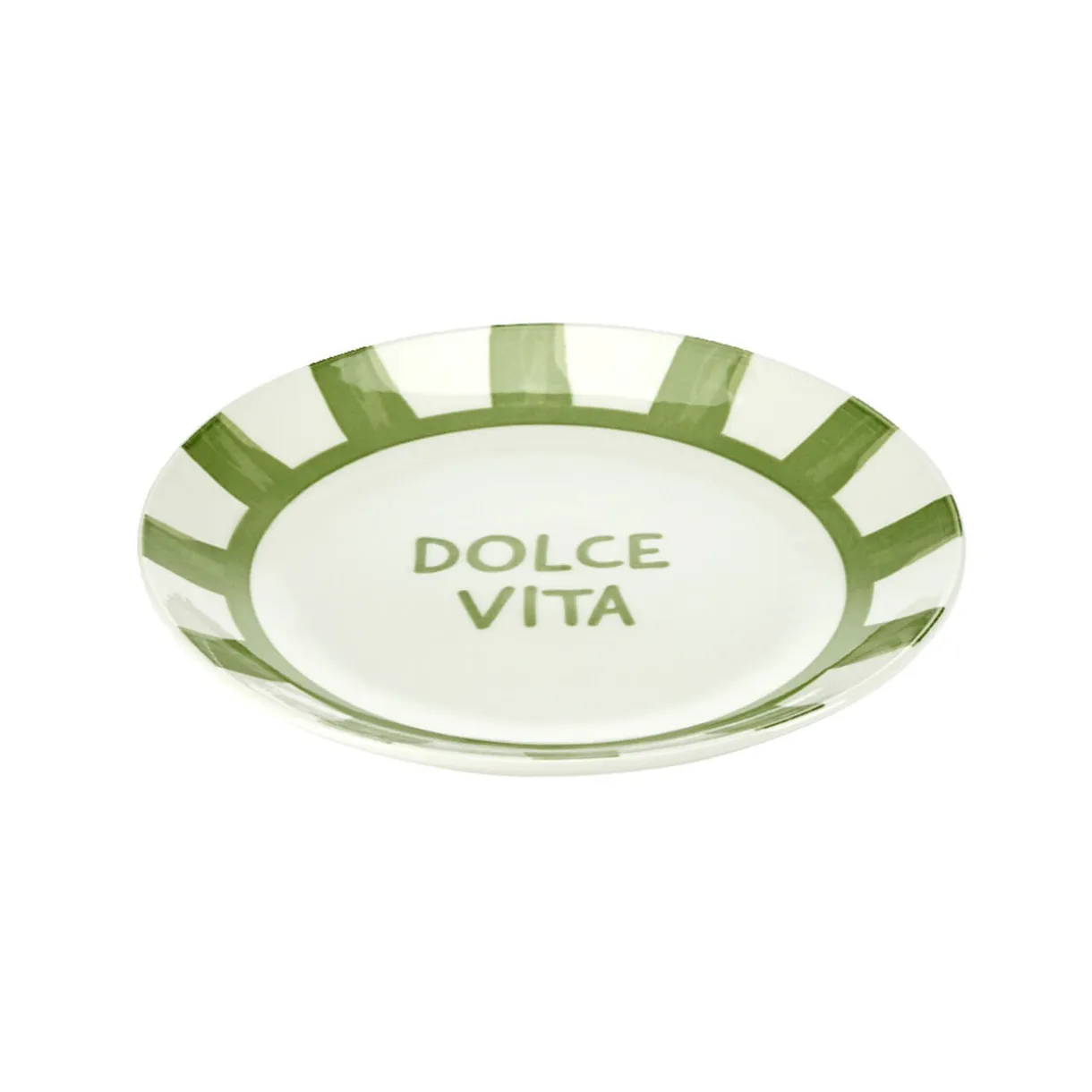 Assiette à dessert porcelaine "Dolce Vita" blanc vert Ø20cm < Gifi