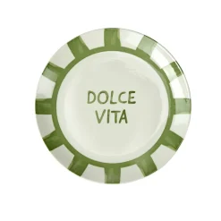 Assiette à dessert porcelaine "Dolce Vita" blanc vert Ø20cm < Gifi