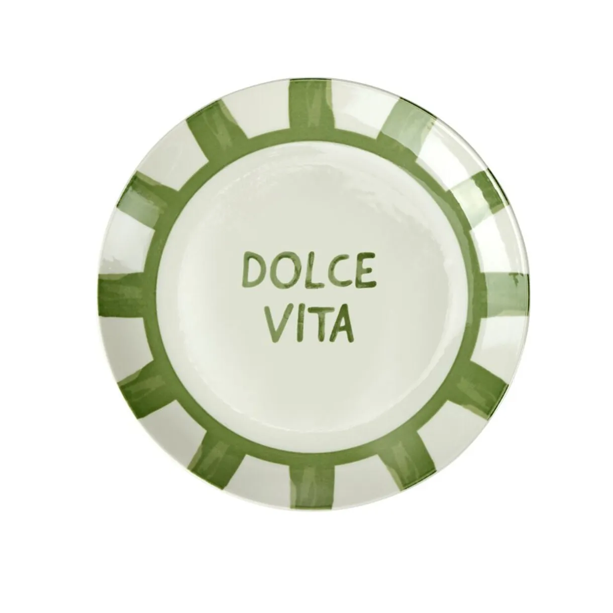 Assiette à dessert porcelaine "Dolce Vita" blanc vert Ø20cm < Gifi