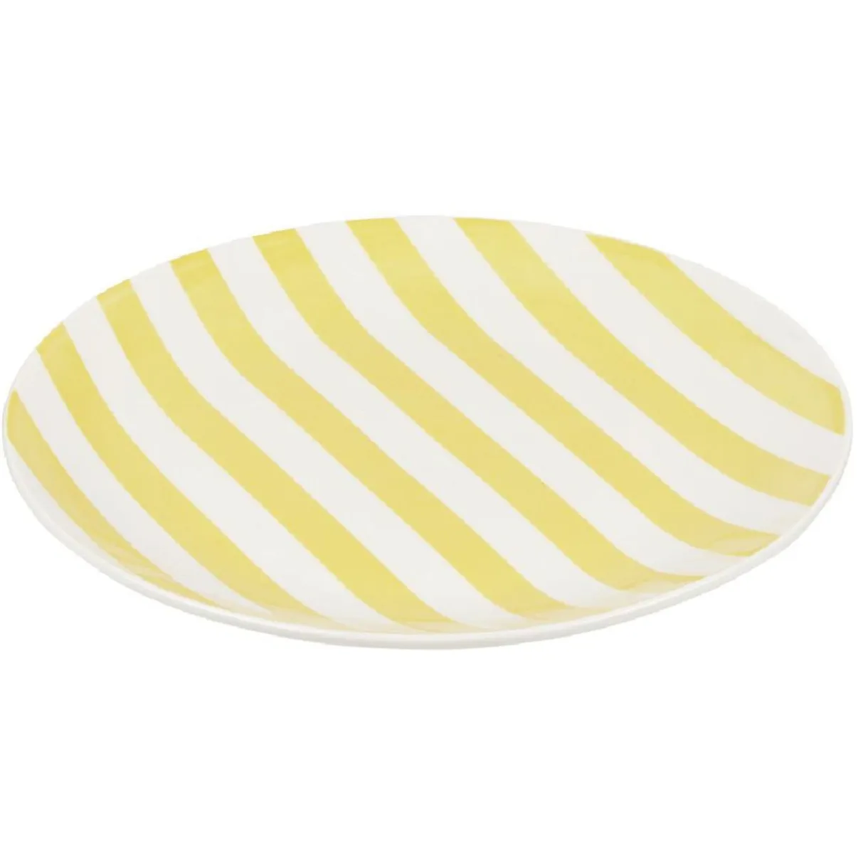 Assiette à dessert porcelaine rayure bicolore Ø16cm < Gifi Outlet