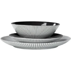 Assiette à dessert rayure noire et blanche Ø20.5cm