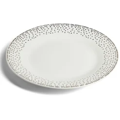 Assiette à dessert ronde Ø19cm porcelaine pois blanc et doré < Gifi Online