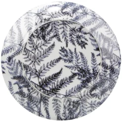 Assiette à dessert ronde motif feuillage bleu et blanc Ø20.5cm