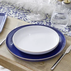 Assiette à dessert ronde Oslo blanche bord doré Ø19cm