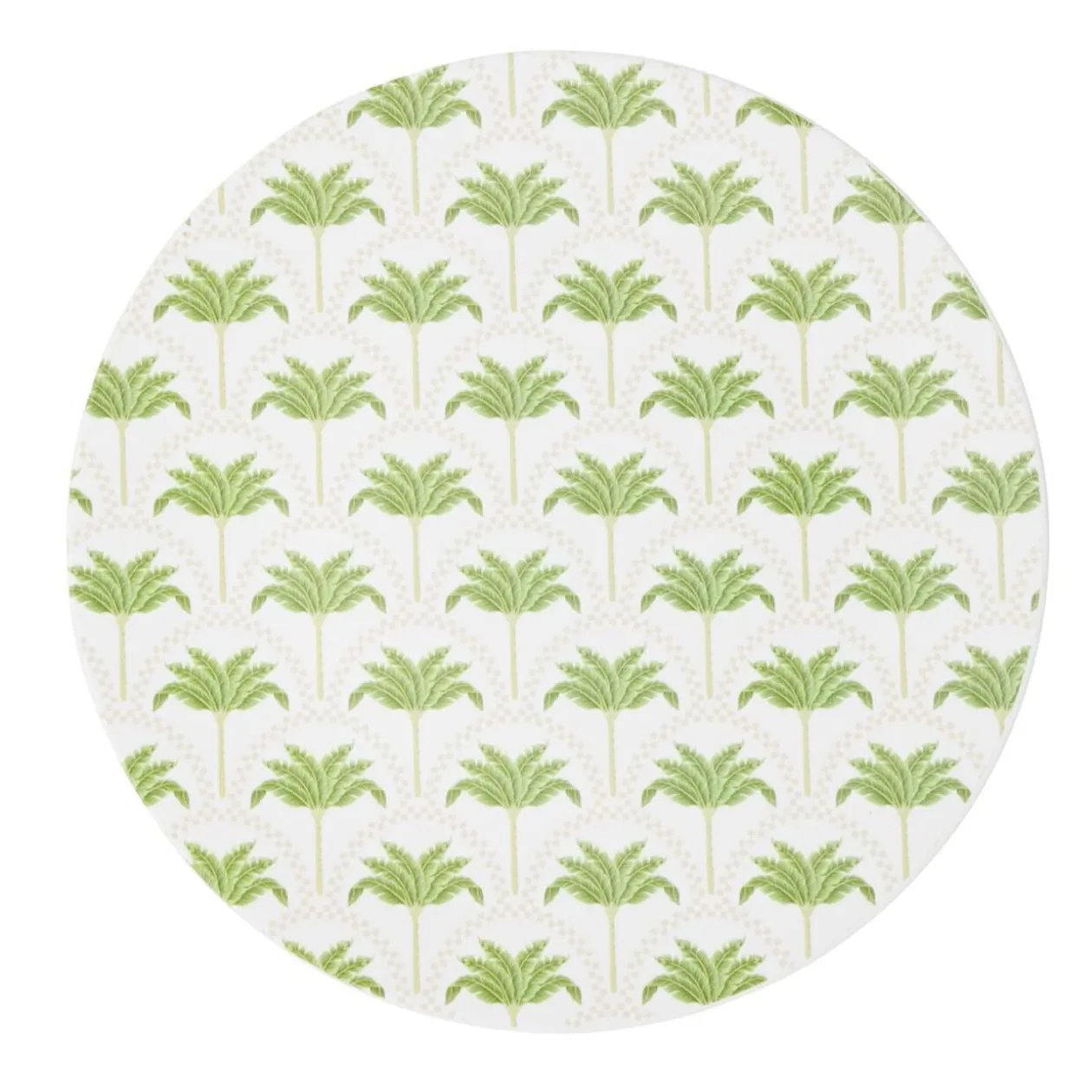 Assiette à dessert ronde plastique motif palmier blanc et vert Ø20cm