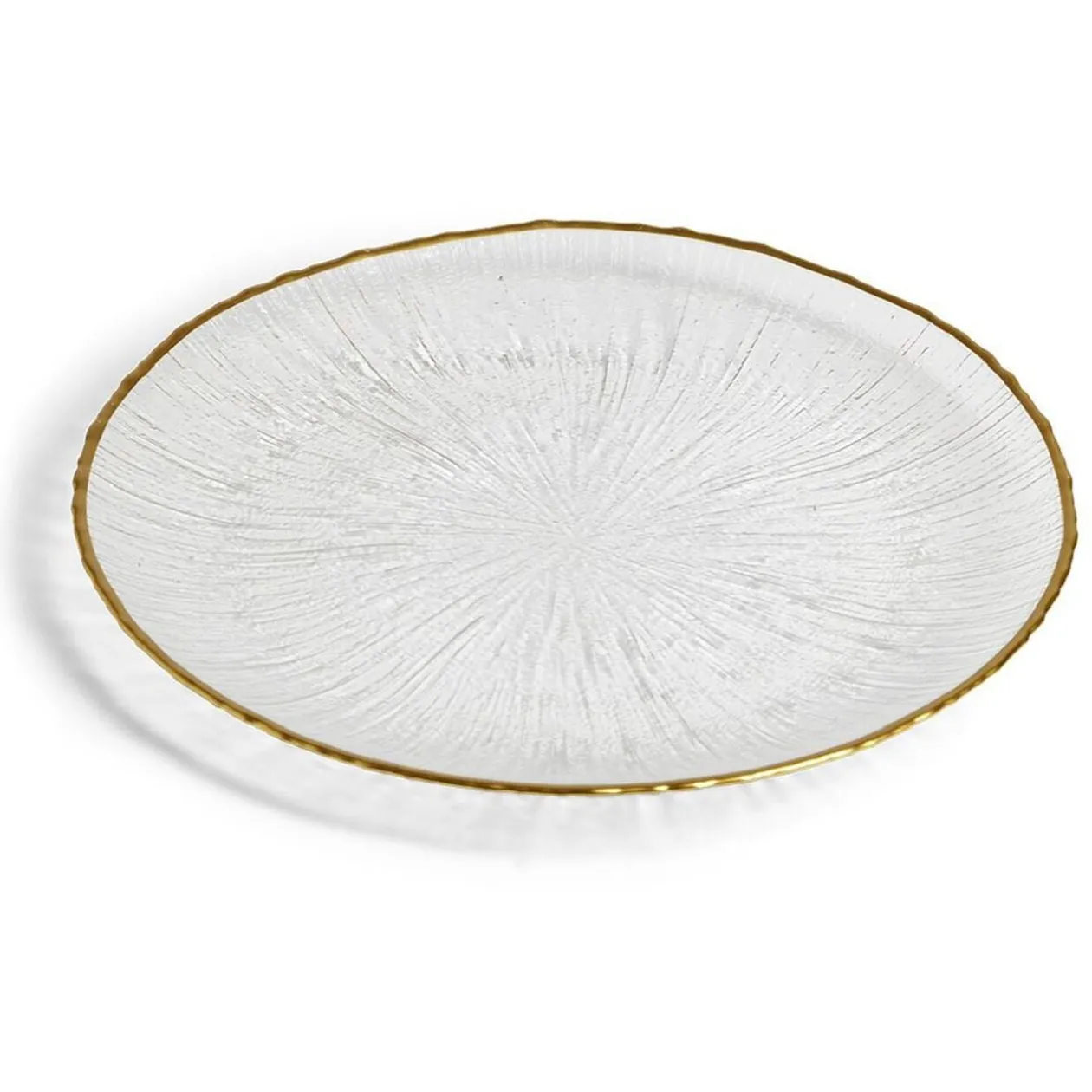 Assiette dessert ronde verre transparent rebord doré Ø21cm