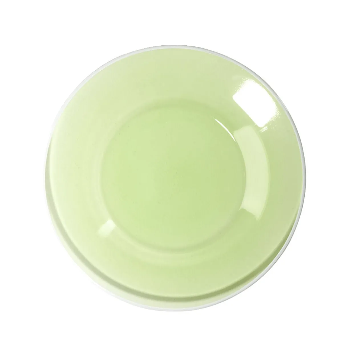 Assiette à dessert ronde verre vert bord blanc Ø20cm < Gifi Discount