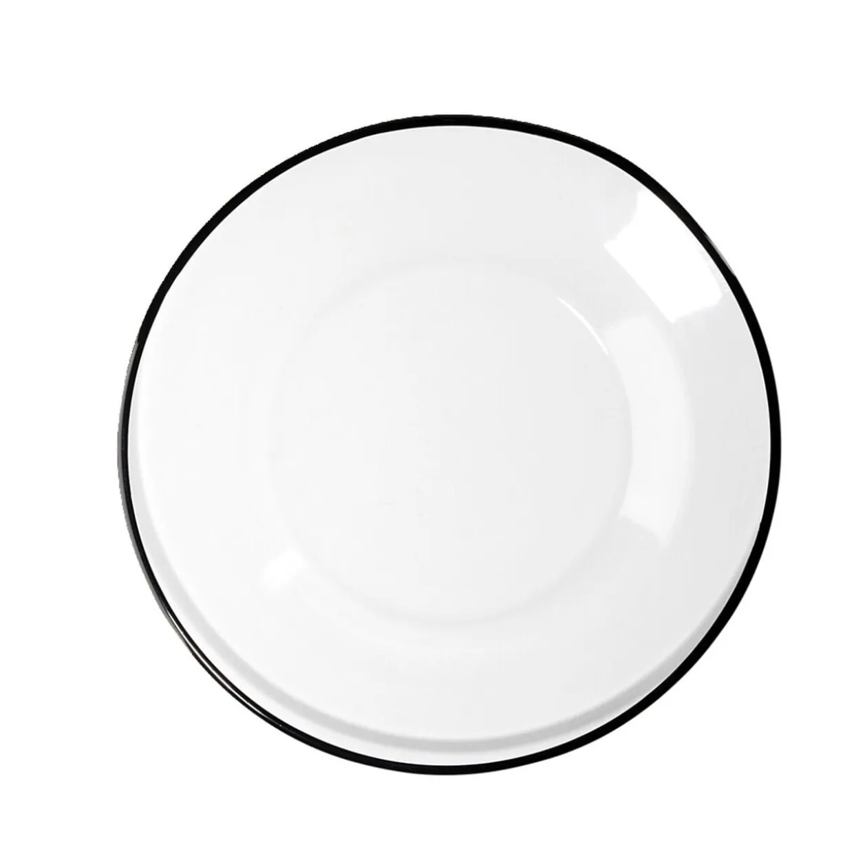 Assiette à dessert ronde verre transparent bord noir Ø20cm