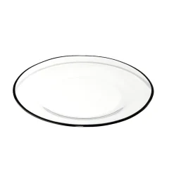 Assiette à dessert ronde verre transparent bord noir Ø20cm