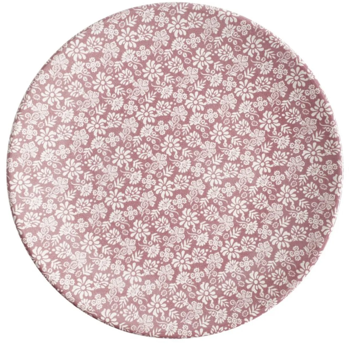 Assiette à dessert x4 ronde Indie faïence terracotta motif floral blanc Ø20cm < Gifi Outlet