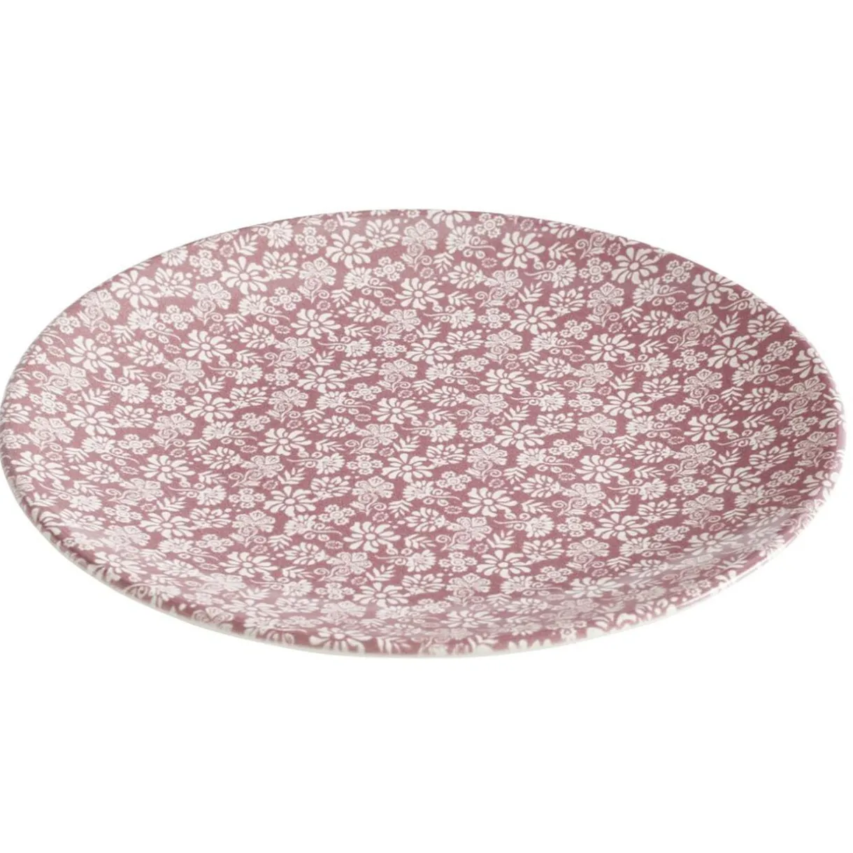 Assiette à dessert x4 ronde Indie faïence terracotta motif floral blanc Ø20cm < Gifi Outlet