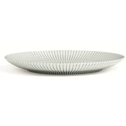 Assiette plate blanche décor rayon noir Ø26.5cm