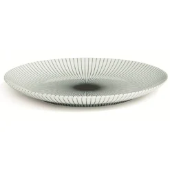 Assiette plate blanche décor rayon noir Ø26.5cm