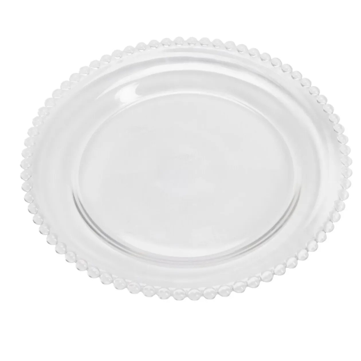 Assiette plate céramique transparente bord perle Ø26,5cm