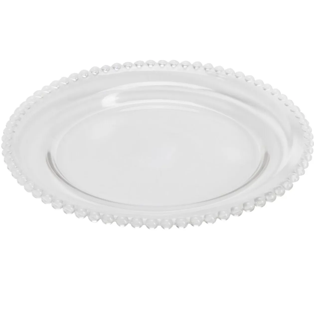 Assiette plate céramique transparente bord perle Ø26,5cm