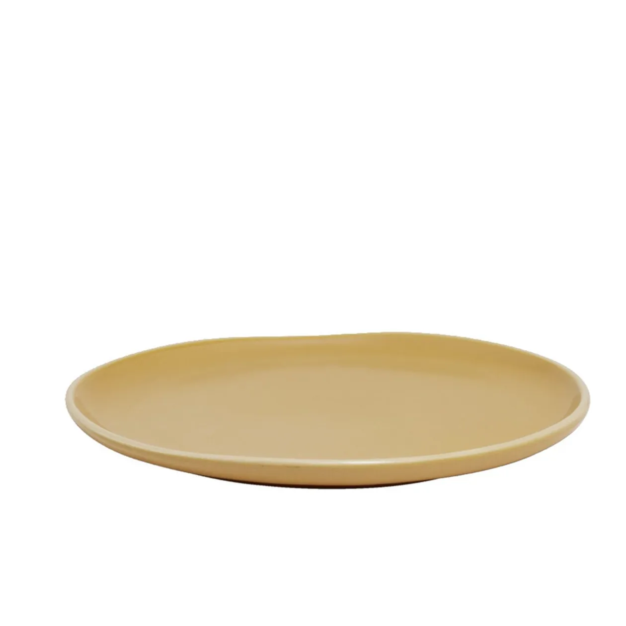 Assiette plate en faïence jaune Ø27xH1,7cm