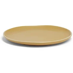Assiette plate en faïence jaune Ø27xH1,7cm