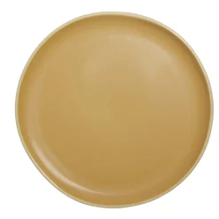 Assiette plate en faïence jaune Ø27xH1,7cm
