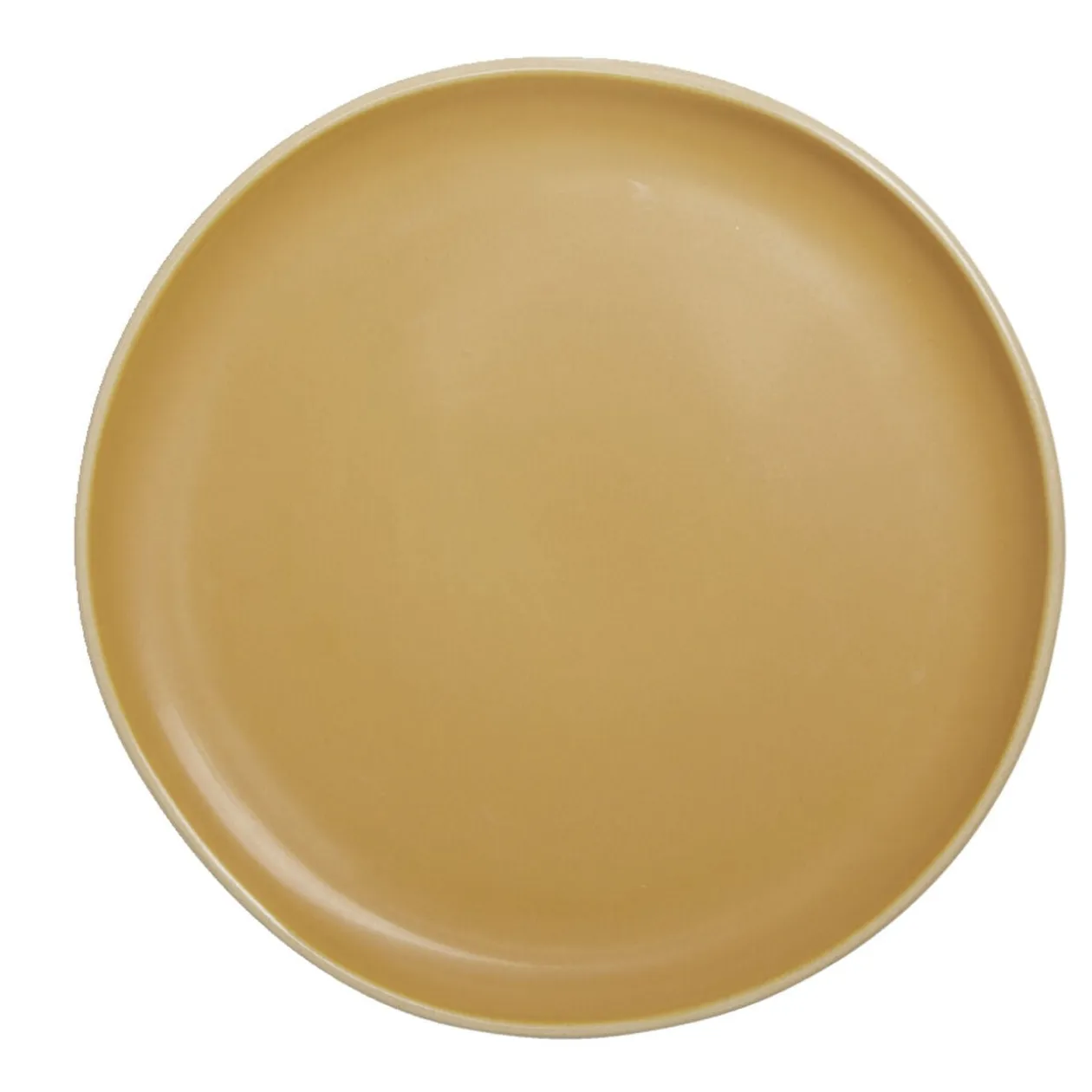 Assiette plate en faïence jaune Ø27xH1,7cm