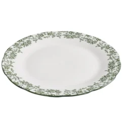 Assiette plate en porcelaine Ø26 cm imprimé toile de Jouy vert