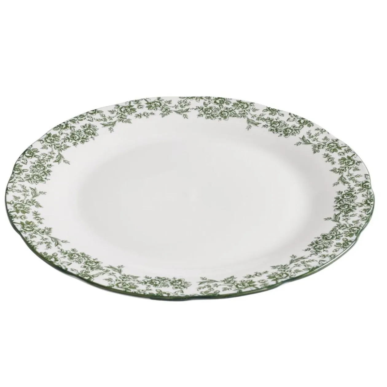 Assiette plate en porcelaine Ø26 cm imprimé toile de Jouy vert