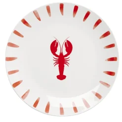 Assiette plate en porcelaine décor marin Ø26cm (2 modèles sardine ou homard)