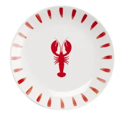 Assiette plate en porcelaine décor marin Ø20cm (2 modèles homard ou sardine) < Gifi Hot