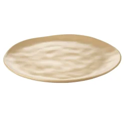 Assiette plate forme organique grès beige Ø26cm